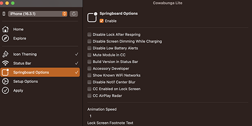 Cowabunga Lite - SpringBoard options