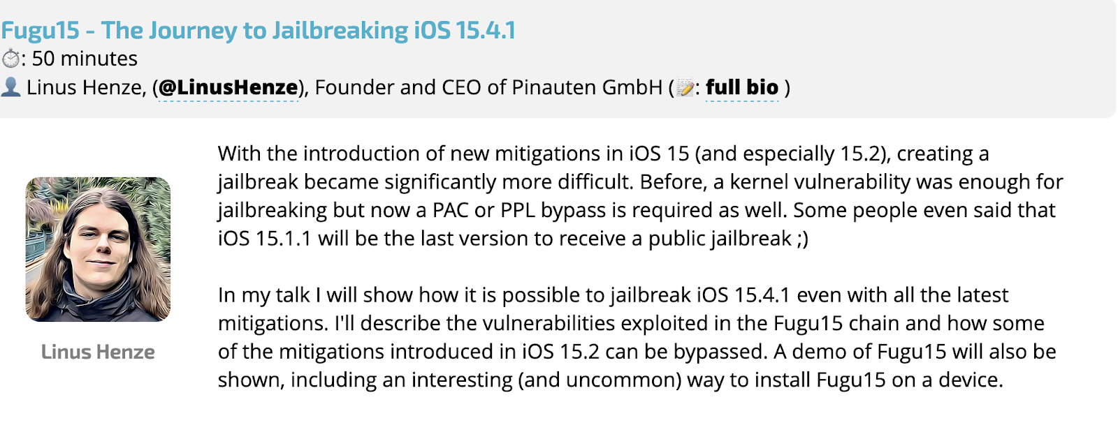 Linus Henze fugu15 jailbreak