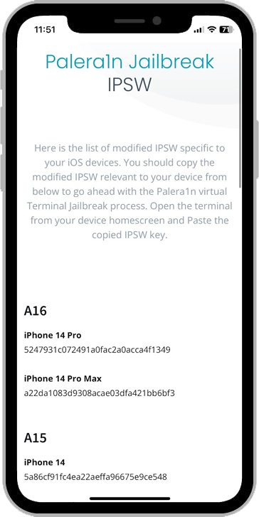 palera1n online jailbreak IPSW app