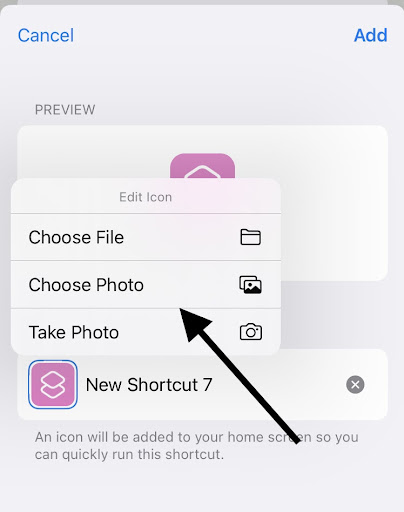 Shortcut Choose Photo